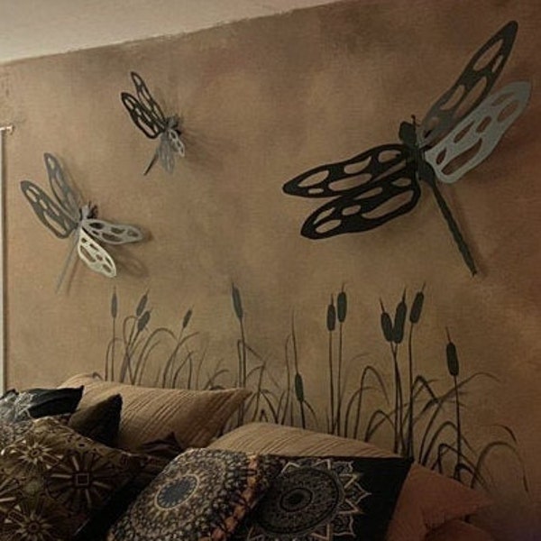 Rustic Metal Dragonfly Wall Art Nature Art Gift for Nature Lover Housewarming Gift Garden Decor Decorative Aluminum Dragonflies Outdoor Art