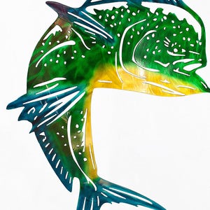 Metal Mahi Aluminum Wall Art, Handmade Mahi, Mahi Decor, Ocean Art, Beach House Decor, Interior Design, Coastal Living, Fishing Enthusiast