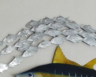 Metal Bait Fish, Metal Fish Art, Patio Decor, Pool Deck Art, Aluminum Fish, No Rust Outdoor Decor, Gift for Dad, Fisherman Gift