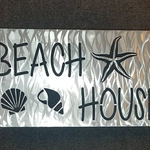Beach House Sign, Beach Decor, Beach Sign, Beach House Decor, Metal Art, Starfish Sign, Seashell Sign, Tropical Decor, Vacation Home Decor