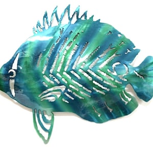 Metal Fish Art Aluminum Angelfish Tropical Fish Decor, Metal Nautical Decor, Ocean Art, Ocean Decor, Beach Decor, Patio Decor, Metal Fish