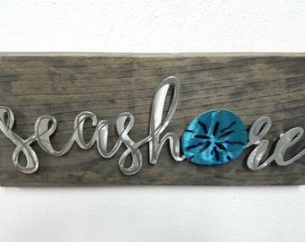 Seashore Sign, Metal Seashore Sign, Beach Decor, Metal Art, Lake House Decor, Cottage Style, Farmhouse Style,  Coastal Decor, Rustic Decor