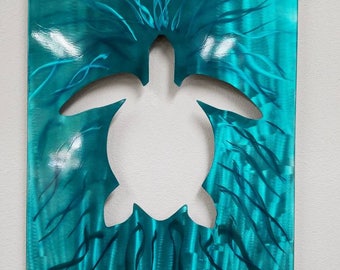 Sea turtle shadowbox in aluminum