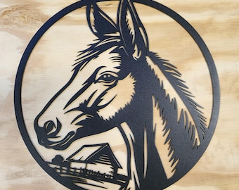 13 Inch Donkey Farm House Decor, Farm Animal Decor for Kid's Room, Donkey Metal Art, Farm Animal Monogram, Barnyard Friends Metal Art