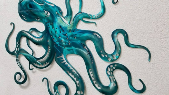 Ocean Decor Beach House Decor Nautical Decor Octopus Art Metal Octopus
