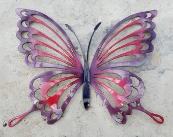 Purple and Pink Metal Butterfly Wall Art, Butterfly Decor for Garden, Non Rust Aluminum Butterfly Decor, Butterflies for Girls Room