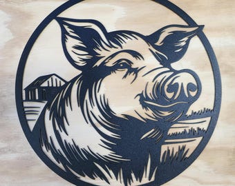 13 Inch Pig Home Decor, Farm Animal Decor for Kid's Room, Pig Metal Art, Farm Animal Monogram, Barnyard Friends Metal Art