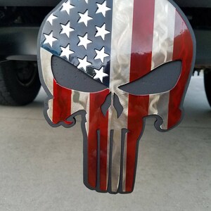 American Flag, Punisher Trailer Hitch Cover, Hitch Plug, Hitch Cover Personalized, Truck Accessories, Hunting, Truck Driver, Truck Emblem
