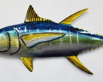 Yellowfin Tuna  Metal Wall Art, Aluminum Tuna Art, Tuna Ocean Decor, Unique Father's Day Gift, Christmas Gift for Dad or Fisherman