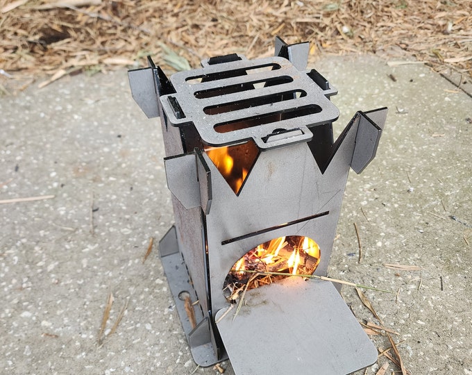 Collapsible Steel Camping Stove, Portable Outdoor Cooker (7x10in)