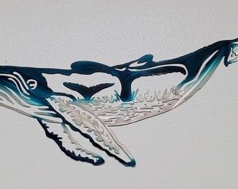 Less than Perfect Discounted Aluminum Humpback Whale Metal Fish Wall Art, Metal Ocean Art, Fishing Gift, Tropical Decor, Tropical Fish Art