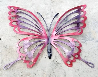 Pink and Purple Metal Butterfly Wall Art, Butterfly Decor for Garden, Non Rust Aluminum Butterfly Decor, Butterflies for Girls Room