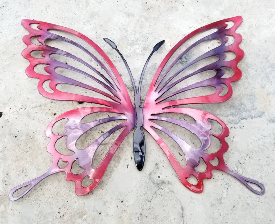 Pink and Purple Metal Butterfly Wall Art, Butterfly Decor for Garden, Non  Rust Aluminum Butterfly Decor, Butterflies for Girls Room