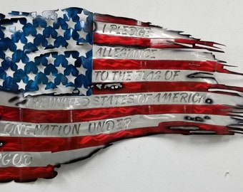 Aluminum Tattered American Flag