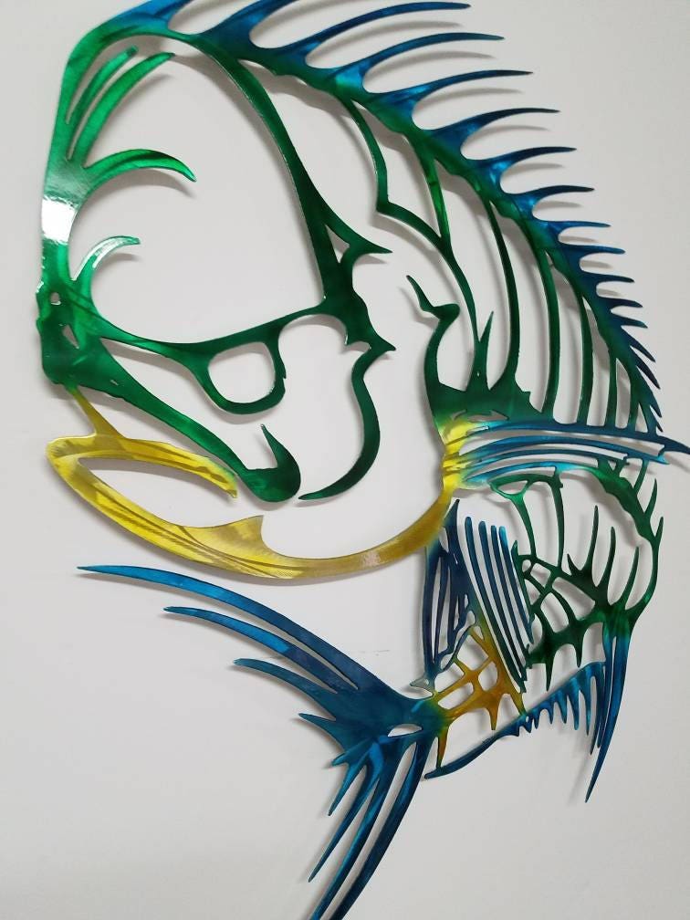 Mahi Mahi Wall Art, Metal Mahi Wall Art, Aluminum Wall Art, Skeleton Mahi, Metal  Fish Wall Art, Outdoor Metal Sculpture, Mahi Metal Art