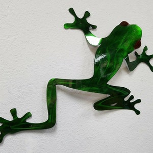 Stainless Steel Tree Frog Rainforest Wall Art, Tree Frog Metal Art, Stainless Red Eyed Tree Frog Outdoor Wall Decor, Jungle Decor