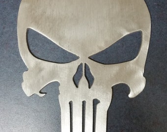 Brushed aluminum punisher skull