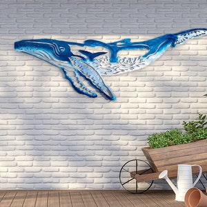 Aluminum humpback whale Wall Art, Metal Fish Art, Metal Ocean Art, Fishing Gift, Tropical Decor, Tropical Fish Art, Handmade Fish Art