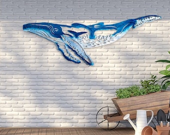 Aluminum humpback whale Wall Art, Metal Fish Art, Metal Ocean Art, Fishing Gift, Tropical Decor, Tropical Fish Art, Handmade Fish Art