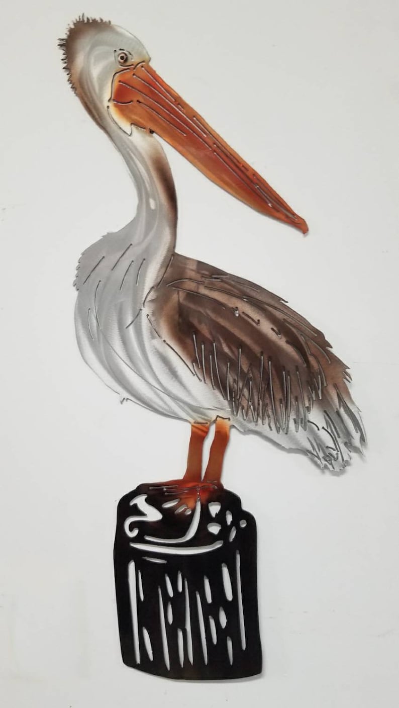 Pelican Wall Art Metal Pelican Sea Bird Home Decor Coastal Etsy