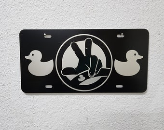 Peace Wave Duck duck off Road Front License Plate for Off road enthusiast, Dad, Husband, Brother, Sister, Daughter, Mom