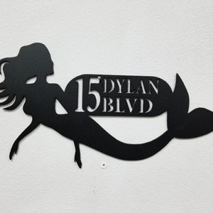 Mermaid Adressschild, Aluminium Custom Schild, Custom Home Schild, Outdoor Nummer Schild, Custom Outdoor Schild, Custom Mailbox, Meerjungfrau haare