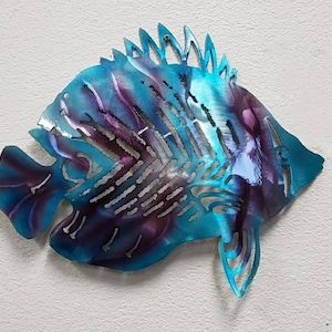 Metal Fish Art, Aluminum Angelfish, Tropical Fish Decor, Metal Nautical Decor, Ocean Art, Ocean Decor, Beach Decor, Patio Decor, Metal Fish