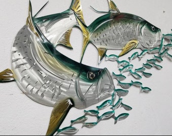 Tarpon Metal Wall Art, Aluminum Metal Fish Art, Metal Ocean Art, Fishing Gift, Tropical Decor, Tropical Fish Art, Gift for Dad or Husband