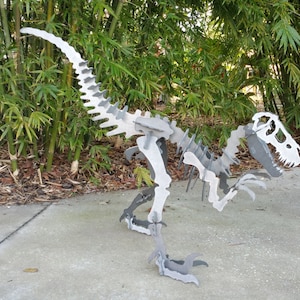 3D Steel Metal Velociraptor Dinosaur Outdoor Yard Art, Dinosaur Decor, Kids Dino Decor, Outdoor Puzzle Metal Art Sculpture