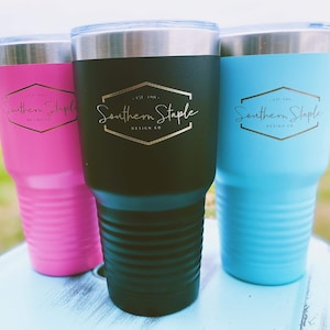 Your Logo Here Set of 10 Laser Etched Metal Tumbler/Metal Travel Cup/Stainless Steel Coffee Mug/Travel To-Go Tumbler/Insulated Tumbler