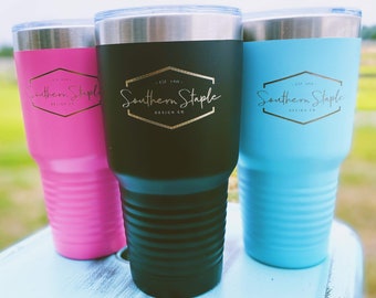 Your Logo Here Set of 10 Laser Etched Metal Tumbler/Metal Travel Cup/Stainless Steel Coffee Mug/Travel To-Go Tumbler/Insulated Tumbler