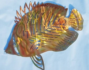 Metal Fish Wall Art, Butterfly Fish, Outdoor Wall Art, Angelfish Decor, Aluminum Art, Ocean Decor, Beach House Decor, Pool Deck Art