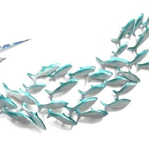 École de poissons en métal en aluminium, Art de poisson en métal, Décoration de patio, Art de plage de piscine, Poisson en aluminium, Décoration d'extérieur antirouille, Cadeau pour papa