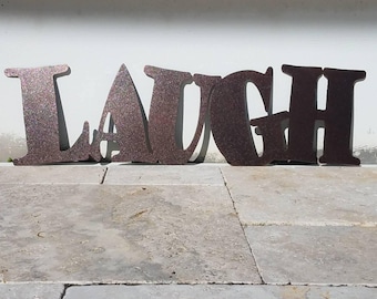 Metal Laugh Sign - Metal Letters - Metal Wall Art - Live Laugh Love - Outdoor Decor - Home Decor - Word Art - Quote Set - Wall Art Metal