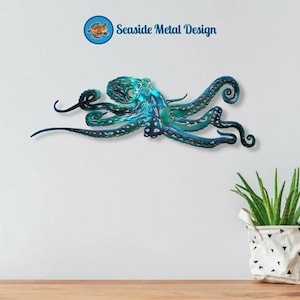 Aluminum Octopus Metal Sea Life Wall Art Non Rust and Non Fade Tropical Ocean and Beach Decor for Indoor and Outdoor Use