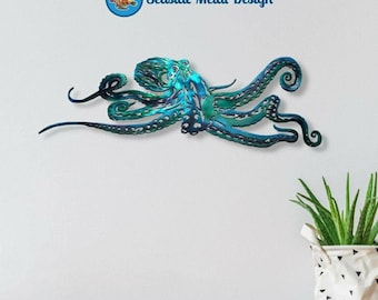 Aluminum Octopus Metal Sea Life Wall Art Non Rust and Non Fade Tropical Ocean and Beach Decor for Indoor and Outdoor Use