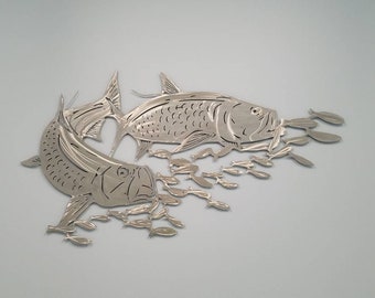 Aluminum Tarpon Metal Fish Wall Art, Tropical Decor, Gift for Fisherman or Dad