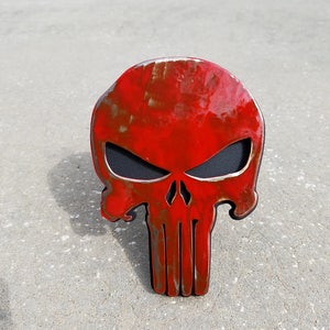 Punisher Trailer Hitch Cover battle worn, Truck Accessories, Car Accessories, Steel Punisher Skull