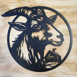 13 Inch Goat House Decor, Farm Animal Decor for Kid&#39;s Room, Goat Metal Art, Farm Animal Monogram, Barnyard Friends Metal Art