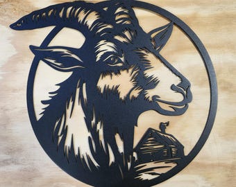 13 Inch Goat House Decor, Farm Animal Decor for Kid's Room, Goat Metal Art, Farm Animal Monogram, Barnyard Friends Metal Art