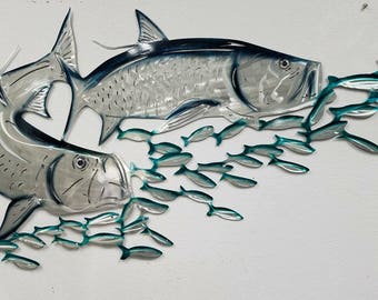 Tarpon Metal Wall Art, Aluminum Metal Fish Art, Metal Ocean Art, Fishing Gift, Tropical Decor, Tropical Fish Art, Gift for Dad or Husband