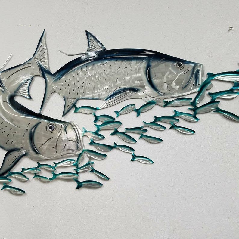 Tarpon Metal Wall Art Aluminum Fish Ocean Fishing Gift Tropical Decor For Dad Or Husband