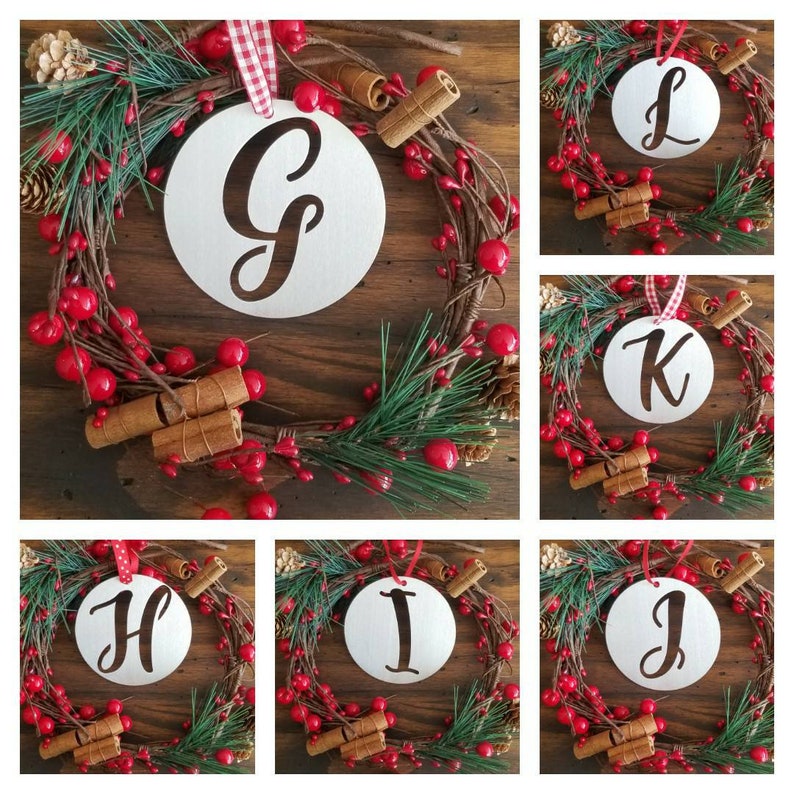 Rustic Aluminum Monogram Christmas Ornament Metal Initial Etsy
