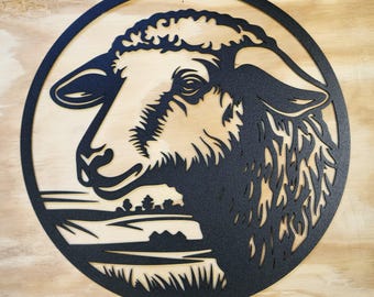 13 Inch Sheep Farm House Decor, Farm Animal Decor for Kid's Room, Sheep Metal Art, Farm Animal Monogram, Barnyard Friends Metal Art