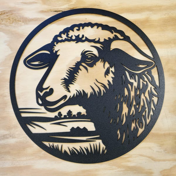 13 Inch Sheep Farm House Decor, Farm Animal Decor for Kid's Room, Sheep Metal Art, Farm Animal Monogram, Barnyard Friends Metal Art