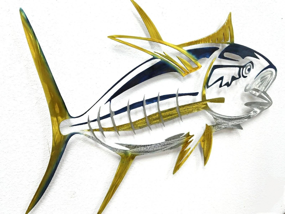 Tuna Skeleton Wall Art Yellowfin Tuna Metal Art Aluminum Etsy