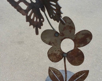 Metal butterfly garden art