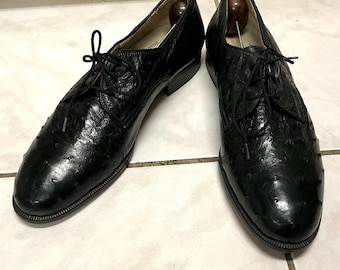 Vintage Church's ostrich shoes, derby black color new unworn US mens 9M