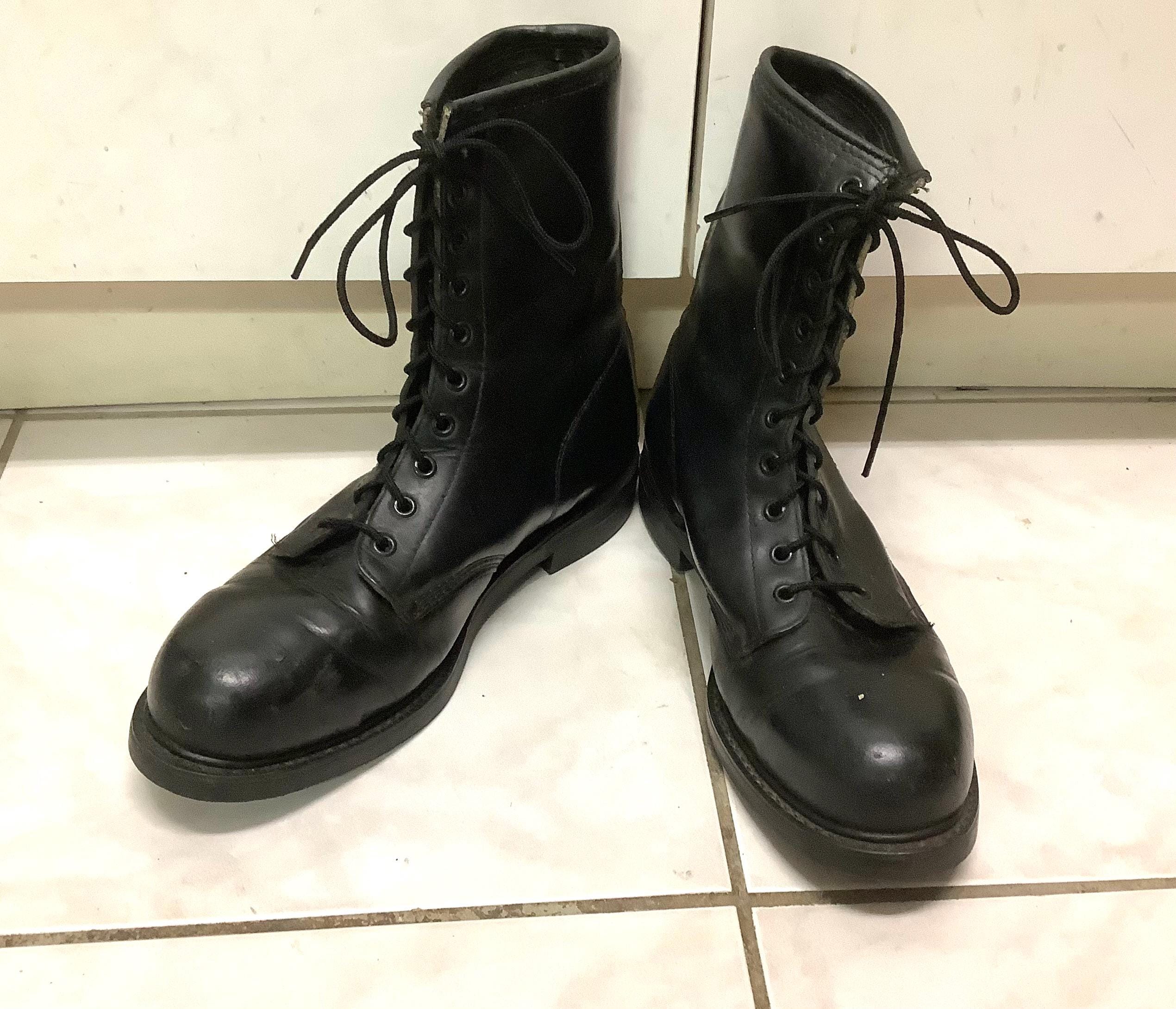 NEW Vintage Mens Lehigh Black Leather Steel Toe Combat Boots  Size 9 C Lehigh Safety Shoes Unisex Steel Toe Work Boot main image 2