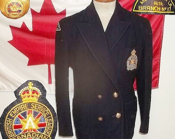 Blazer en laine de la Légion canadienne de la Ligue militaire de l'Empire britannique pour femmes, taille moyenne, couleur bleu marine, modérément porté, très bon état, objet de collection